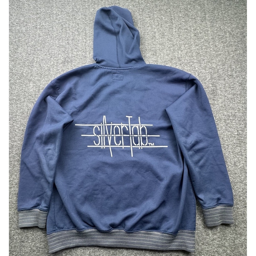 Levi's Silver Tab Full Zip Hoodie Y2K Navy‎ Blue Skater Hoodie Men's Large Vtg